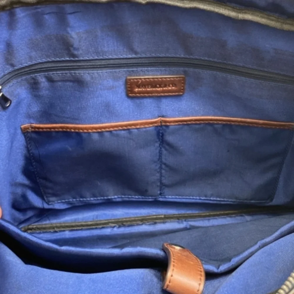 Maverick & co blue and brown briefcase laptop bag